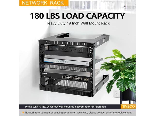 RIVECO 9U Wall Mount Rack for Network 17.7' Deep 2 Post Open Frame Racks Easy Assembly Firm Constructed for Stereo/Server/AV/Home Data Equipment...