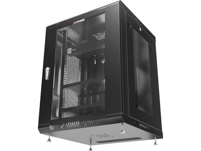 Sysracks - Server Rack - Wall Cabinet - Wall Mount Rack on Casters Locking Network Enclosure with Fans - VENTED Door Audio Rack - Network Rack - 24...