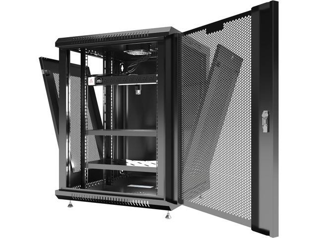Sysracks - Server Rack - Wall Cabinet - Wall Mount Rack on Casters Locking Network Enclosure with Fans - VENTED Door Audio Rack - Network Rack - 24...