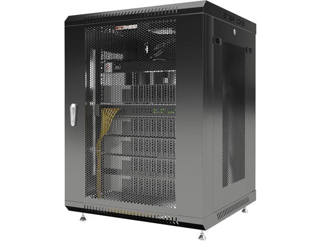 Sysracks - Server Rack - Wall Cabinet - Wall Mount Rack on Casters Locking Network Enclosure with Fans - VENTED Door Audio Rack - Network Rack - 24...