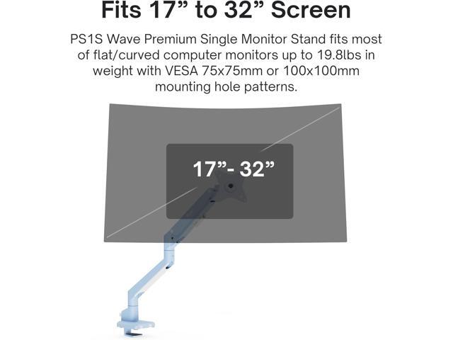 Pixio PS1S Wave Blue Single Monitor Arm Stand Desk Mount - Fits up to 32 inches Monitors and up to 19.8lbs. VESA Compatibility and Integrated Cable...