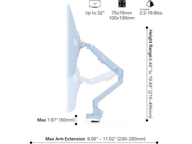 Pixio PS1S Wave Blue Single Monitor Arm Stand Desk Mount - Fits up to 32 inches Monitors and up to 19.8lbs. VESA Compatibility and Integrated Cable...