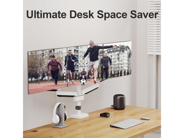 MOUNT PRO Triple Monitor Mount, 3 Monitor Desk Mount for There Screens up to 32 Inch, Full Motion Gas Spring Triple Monitor Stand, Heavy Duty...