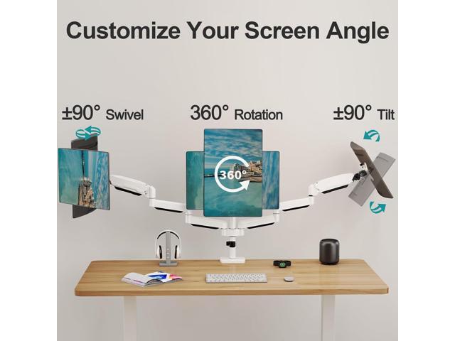 MOUNT PRO Triple Monitor Mount, 3 Monitor Desk Mount for There Screens up to 32 Inch, Full Motion Gas Spring Triple Monitor Stand, Heavy Duty...