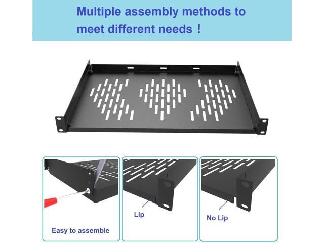 Beiyier 2PCS 1U Server Rack Shelf, Suitable for 19' Network Equipment Racks and Cabinets, Ventilated Cantilever Tray, Depth of 12 inches,...