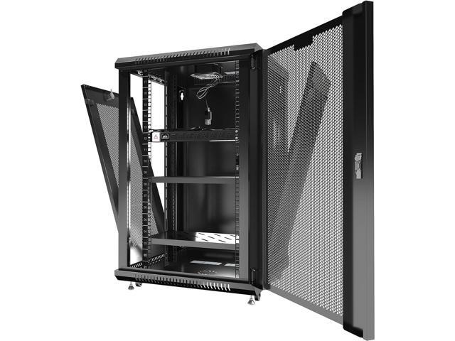 Sysracks - Server Rack - Wall Cabinet - Wall Mount Rack on Casters Locking Network Enclosure with Fans - VENTED Door Audio Rack - Network Rack - 24...