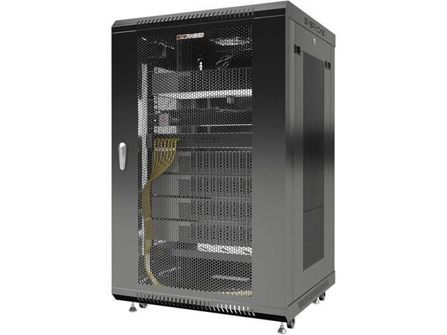 Sysracks - Server Rack - Wall Cabinet - Wall Mount Rack on Casters Locking Network Enclosure with Fans - VENTED Door Audio Rack - Network Rack - 24...