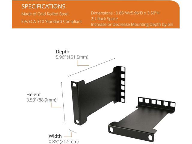 Server Rack Depth Extender - 2U - 6inch / 15.24 cm - TAA Compliant - Recessed Rack Adapter - Rack Mount Adapter Kit - Network Rack Extender