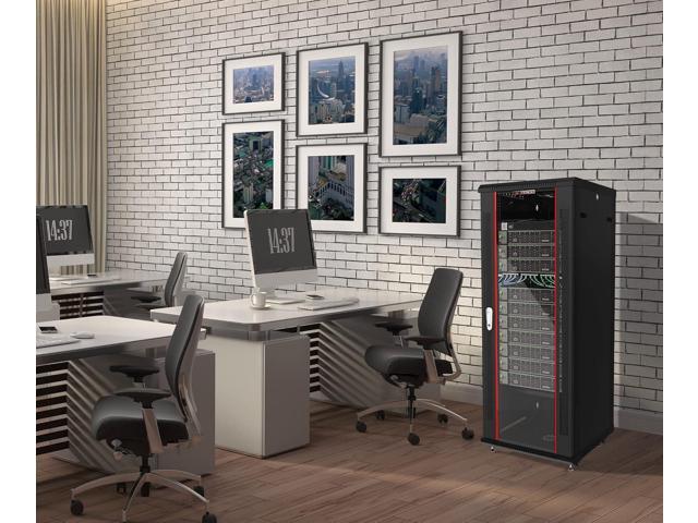 Sysracks 18U Wall Mount Av Server Network Rack 24 inch Deep Data Cabinet on Wheels - Cooling Fan - 2 Shelves - PDU - Casters - Dust Tight Cable...