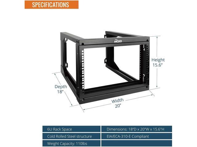6U Wall Mount Rack, Server Rack,Open Frame Server Rack,Network Rack for 19inch Computer/AV/Data/IT/Media Equipment,18inch Depth,16inch Apart...