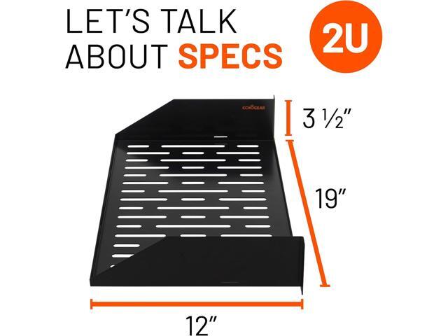 ECHOGEAR 2U Rack Shelf - Universal Design Works with Any Rack - Holds 50bs of Servers, Network Gear, or AV Equipment - 12' Deep Steel Shelf with...