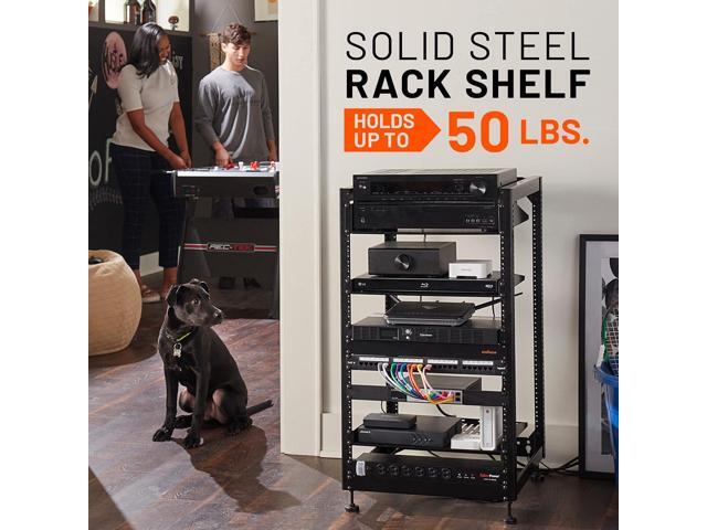 ECHOGEAR 2U Rack Shelf - Universal Design Works with Any Rack - Holds 50bs of Servers, Network Gear, or AV Equipment - 12' Deep Steel Shelf with...