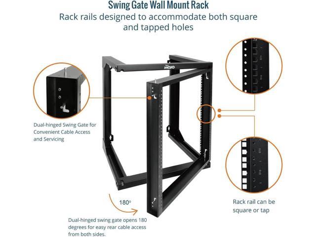 12U Wall Mount Server Rack, Open Frame Rack with Swing Gate, Network Rack Wall Mount for 19in Computer/AV/Data/IT/Media Equipment, 12U Rack with...