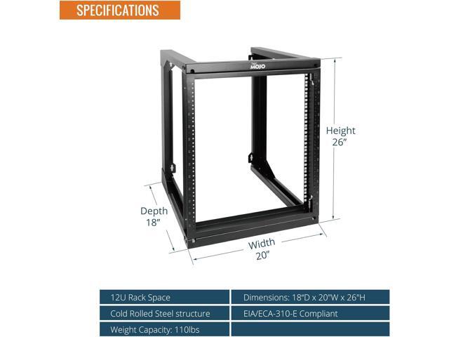 12U Wall Mount Server Rack, Open Frame Rack with Swing Gate, Network Rack Wall Mount for 19in Computer/AV/Data/IT/Media Equipment, 12U Rack with...