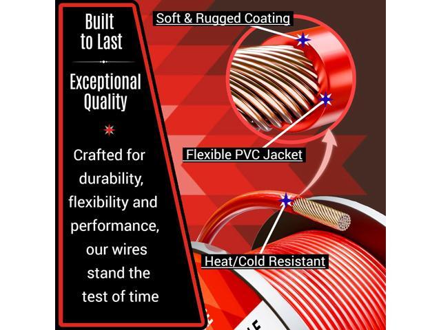16 Gauge Wire Combo 6 Pack (600ft Total) 100ft Per Roll, 12V Low Voltage Automotive and Electrical Cable, Copper Clad Aluminum (CCA)