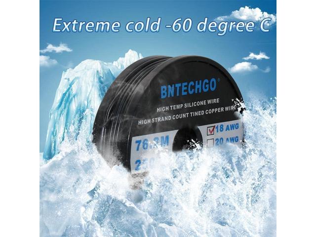 BNTECHGO 18 Gauge Silicone Wire Spool 250 ft Black Flexible 18 AWG Stranded Tinned Copper Wire