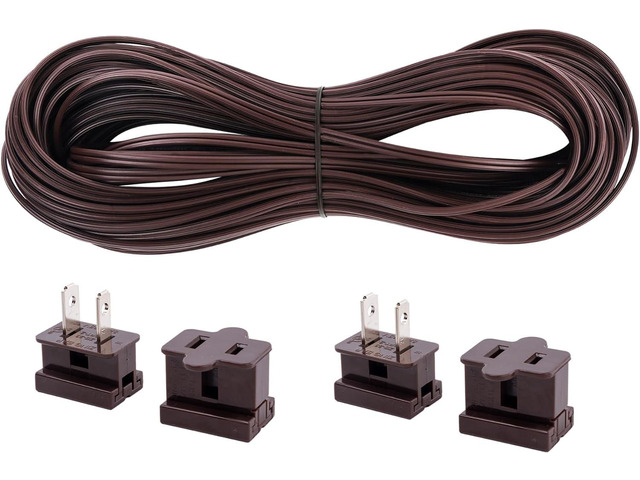 SPT-1 Wire 50FT Electrical Wire 18-Gauge 2-Conductor Hookup Cable Extension Wire 18AWG Flexible Copper Wire with 4 Slide Plugs, Brown