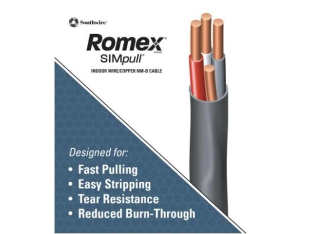 Southwire 63949202 8/3 Romex Type Nm-B W/g Non-Metallic Copper Wire, 125 ft. Black