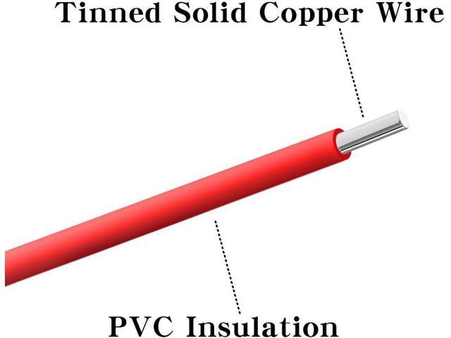 BNTECHGO 20 Gauge PVC 1007 Solid Electric Wire Red and Black Each 50 ft 20 AWG 1007 Hook Up Tinned Copper Wire