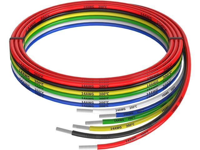 14awg Silicone Electrical Wire Cable 6 Colors (5ft Each) 14 Gauge Hookup Wires kit Stranded Tinned Copper Wire Flexible and Soft