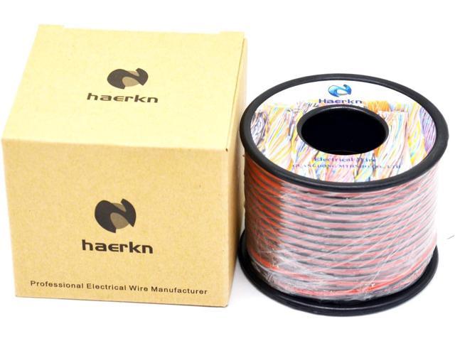 22 awg Silicone Electrical Wire 2 Conductor Parallel Wire line 200ft [Black 100ft Red 100ft] 22 Gauge Soft and Flexible Hook Up Oxygen Free...