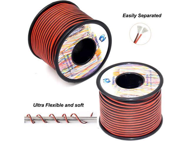 22 awg Silicone Electrical Wire 2 Conductor Parallel Wire line 200ft [Black 100ft Red 100ft] 22 Gauge Soft and Flexible Hook Up Oxygen Free...
