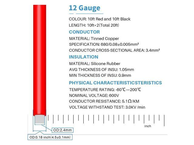 BNTECHGO 12 Gauge Silicone Wire 10 ft red and 10 ft Black Flexible 12 AWG Stranded Tinned Copper Wire