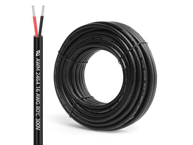 AMZDEPOT 16 Gauge 2 Conductor Electrical Wire, 30FT 16AWG Stranded PVC Cord Tinned Copper Flexible Low Voltage Cable, Extension Power Cord for LED...