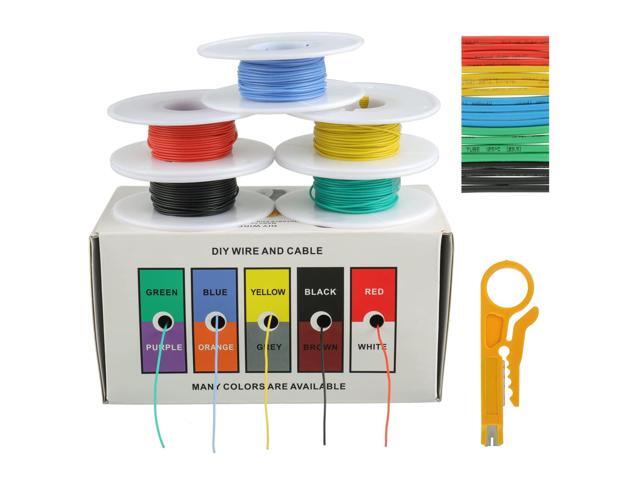 BOJACK 30 AWG Flexible Silicone Wire Electric Wire Hook up Wire Kit 300V Cables with Plus 20 2mm Heat Shrink Tubings and a Mini Wire Stripper(5...