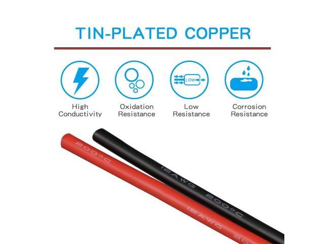 BNTECHGO 12 Gauge Silicone Wire Spool red and Black Each 25ft Flexible 12 AWG Stranded Tinned Copper Wire