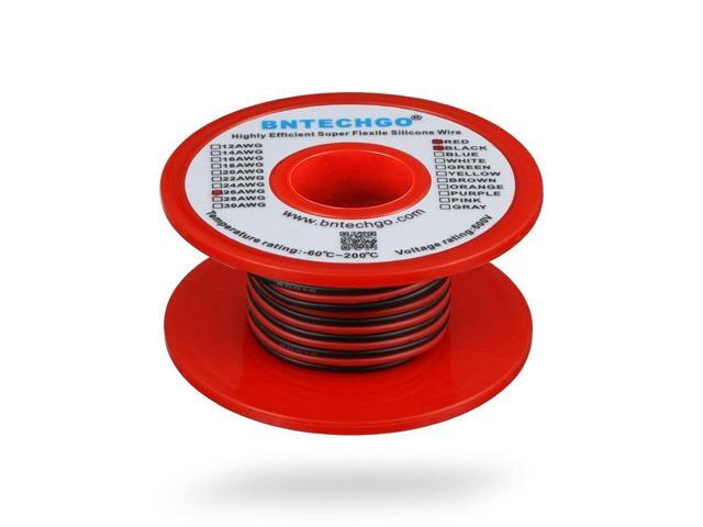 BNTECHGO 26 Gauge Silicone Wire Spool Red and Black Each 50ft 2 Separate Wires Flexible 26 AWG Stranded Tinned Copper Wire