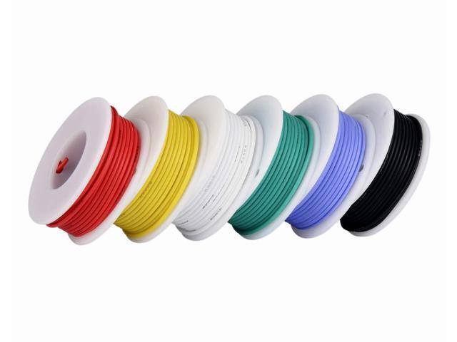 TUOFENG 18 AWG Stranded Wire Spool, Silicone Rubber Insulated Tinned Copper Flexible Wire Kit for Automotive Wiring, 6 Colors, 13.2ft/4m Each