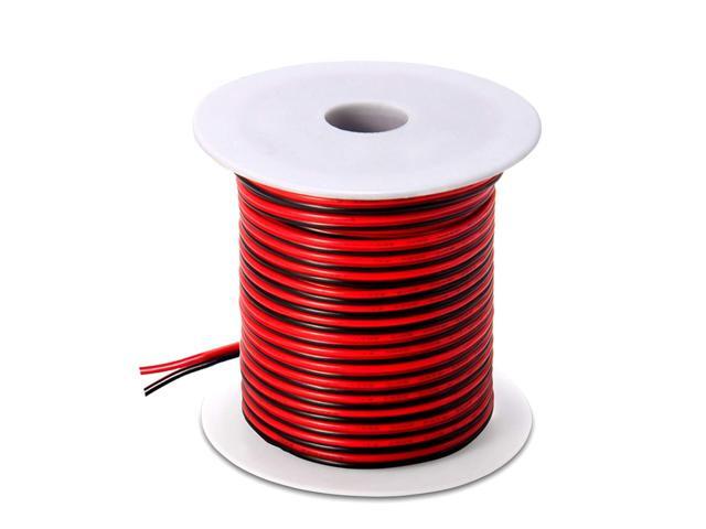 100FT 18 AWG Gauge Electrical Wire, DC 12V Hookup Red Black Copper Stranded Auto 2 Cord, Flexible Extension Cable with Spool for LED Ribbon Lamp...
