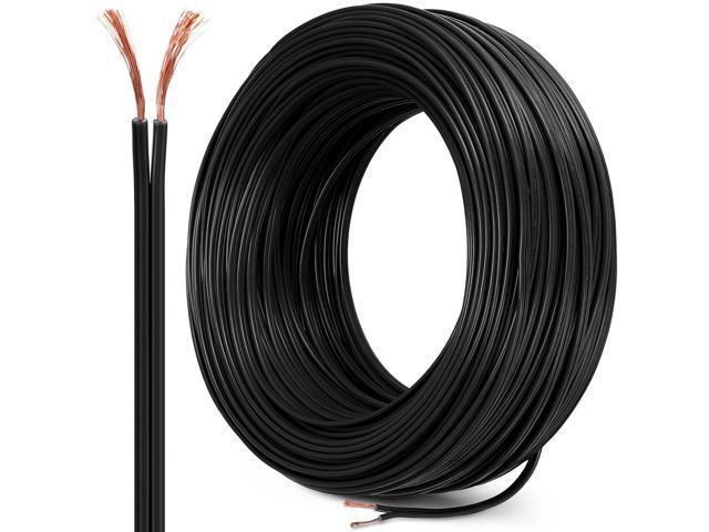 328 Feet Christmas SPT-1 Electric Wire Electrical Christmas SPT-1 Zip Blank Cord Wire Bulk Work with Vampire Plug 7 Amps(Black)