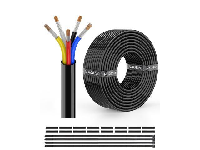 18 Gauge Wire 5 Conductor Electrical Wire, 18 AWG Wire Stranded PVC Cord, 12V Low Voltage/Tinned Copper/Flexible/18/5 Wire for Automotive Wire LED...