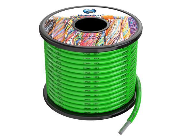 3.3mm² 12awg Silicone Electrical Wire Cable Green 30FT 12 Gauge Hookup Wires kit Stranded Tinned Copper Wire Flexible and Soft High Temperature...