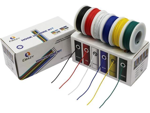 Electrical Wire CBAZY Hook up Wire Kit (Solid Wire) 22 Gauge 6 Colors 26.2 feet Each Wires 22 AWG
