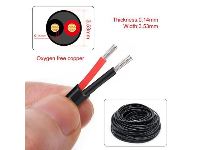22 Gauge 2 Conductor Electrical Wire, 20M/65.6ft 22 AWG Insulated Stranded Hookup Wire, Black PVC Jacketed Tinned Copper Extension Cord, Flexible...