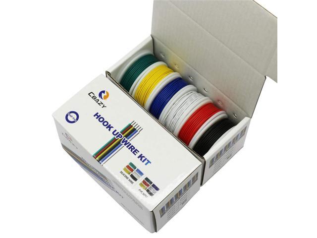 CBAZY Hook up Wire Kit (Stranded Wire Kit) 24 Gauge 6 Colors 32.8 feet Each Electrical Wire 24 AWG PVC Wire