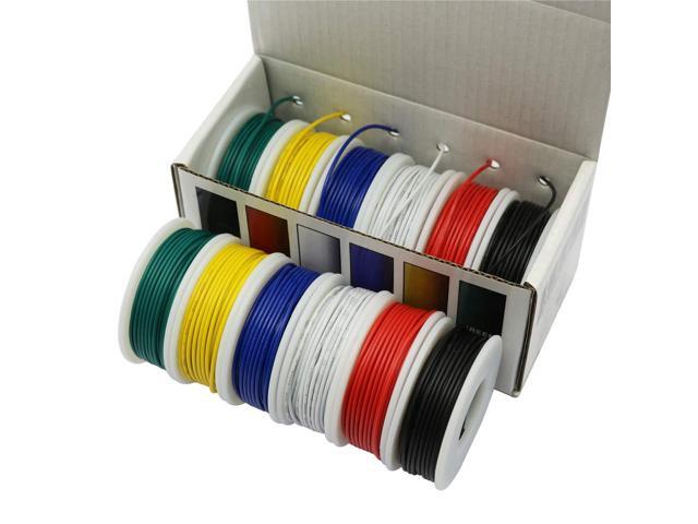 CBAZY Hook up Wire Kit (Stranded Wire Kit) 24 Gauge 6 Colors 32.8 feet Each Electrical Wire 24 AWG PVC Wire