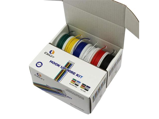 CBAZY Hook up Wire Kit (Stranded Wire Kit) 24 Gauge 6 Colors 32.8 feet Each Electrical Wire 24 AWG PVC Wire