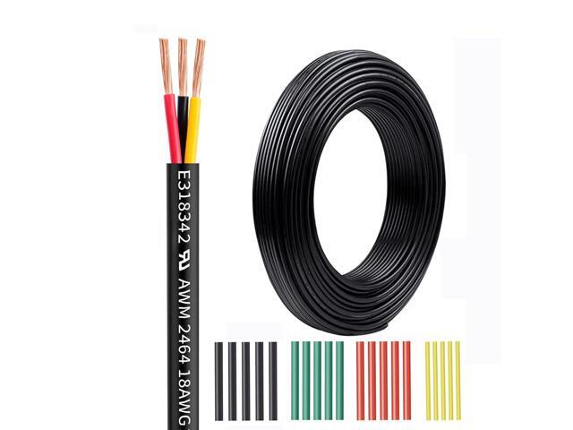 18 Gauge 3 Conductors Premium Electrical Wire 18 AWG Electrical Wire Stranded PVC Cord Copper Cable Flexible Low Voltage LED Cable Lamps Lighting...