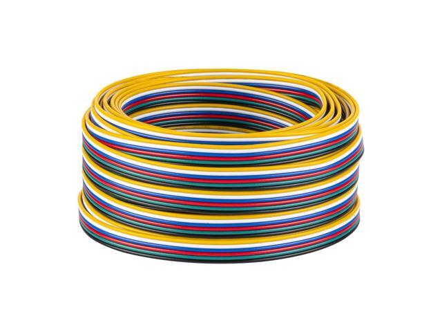 BTF-LIGHTING 6 Conductor 24 Gauge Wire Cord 6Pin 24AWG 32.8ft/10m 6 color Electrical Extension Flexible Cable LED Strip Light Wire Connection for...