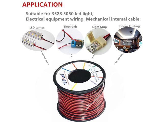 TUOFENG 20AWG Electrical Wire 100 ft Red Black Hookup Wire 12V/24V DC Cable LED Strips Extension Wire,20 Gauge Stranded Wire for Doorbell,LED...