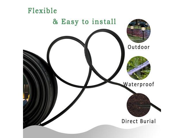 FRUDRIK Low Voltage Landscape Lighting Wire - Outdoor Direct Burial Underground Low-Energy Circuit Cable (16/2 Black, 200ft)