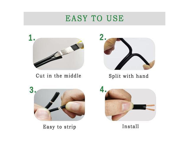 FRUDRIK Low Voltage Landscape Lighting Wire - Outdoor Direct Burial Underground Low-Energy Circuit Cable (16/2 Black, 200ft)