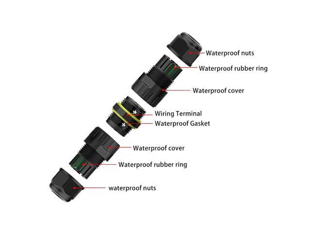 6 Pin IP68 Outdoor Waterproof Electrical Wire Connector for 5-12mm Wire Diameter, (Max 16A, 450V), 2 Way 4 Packs