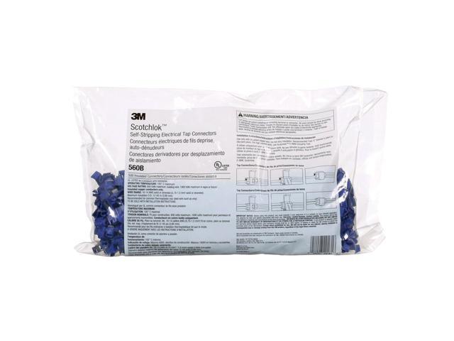 3M Scotchlok Electrical Tap IDC (Insulation Displacement Connector) 560B-BULK, Blue, 1816 AWG (solid/stranded), 14 AWG (stranded), Pack of 500