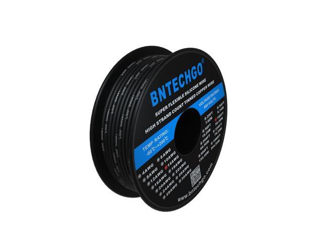 BNTECHGO 14 Gauge Silicone Wire Spool 100 ft Black Flexible 14 AWG Stranded Tinned Copper Wire