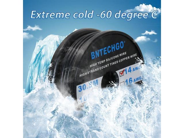 BNTECHGO 14 Gauge Silicone Wire Spool 100 ft Black Flexible 14 AWG Stranded Tinned Copper Wire